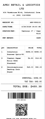 Barcode Receipt Generator