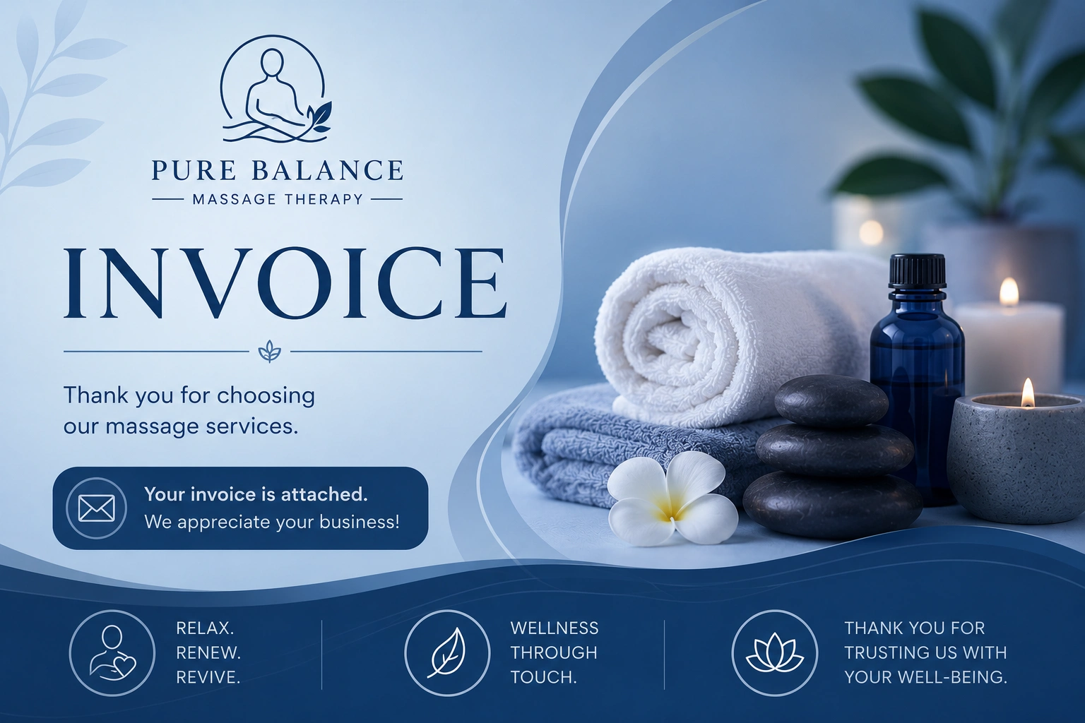 Email Invoice Template for Massage Services