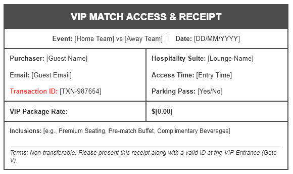 Football Gate Receipts Templates