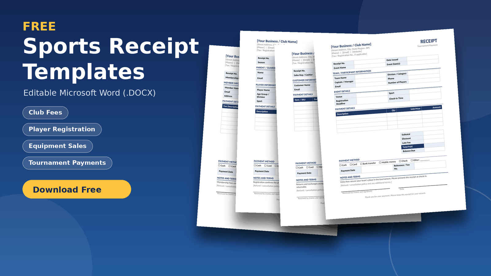Free Sports Receipt Templates