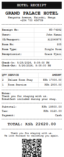 Hotel Receipt Generator