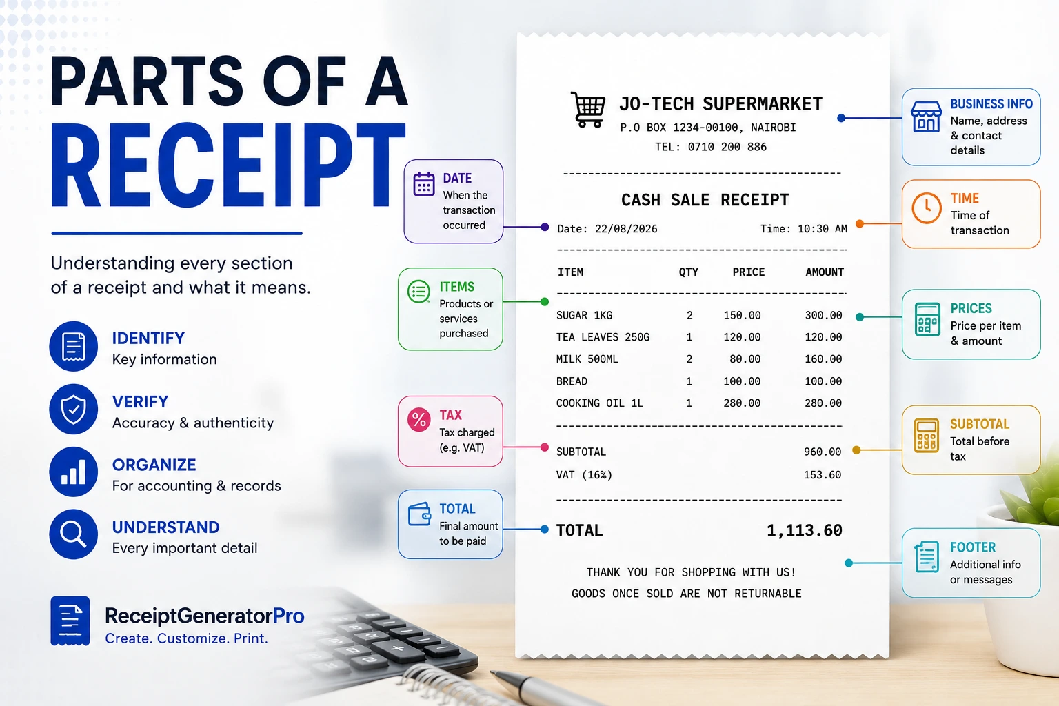 Parts of a Receipt