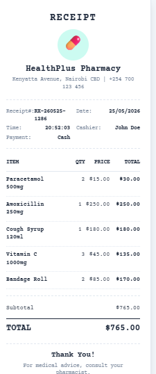 Pharmacy Receipt Generator