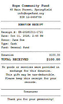 donation receipt