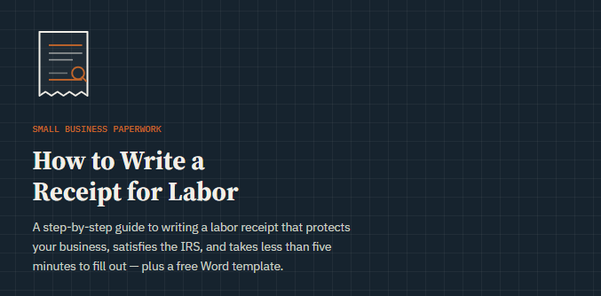 how to write a receipt for labor