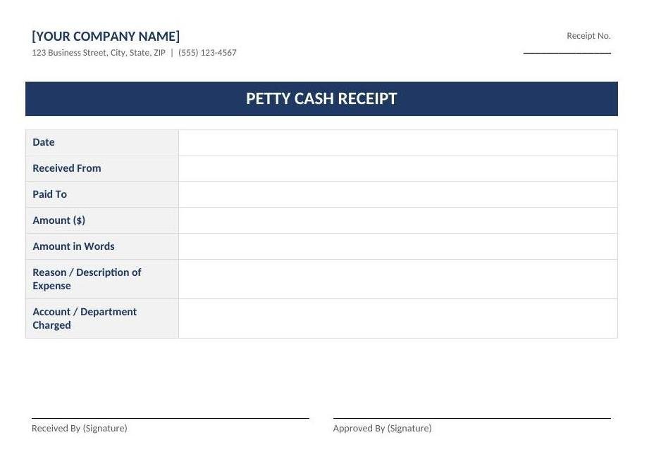 petty cash receipt sample
