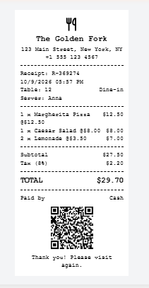 restaurant receipt generator